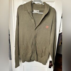 Men's Olive Cardigan Sweater with Button Front